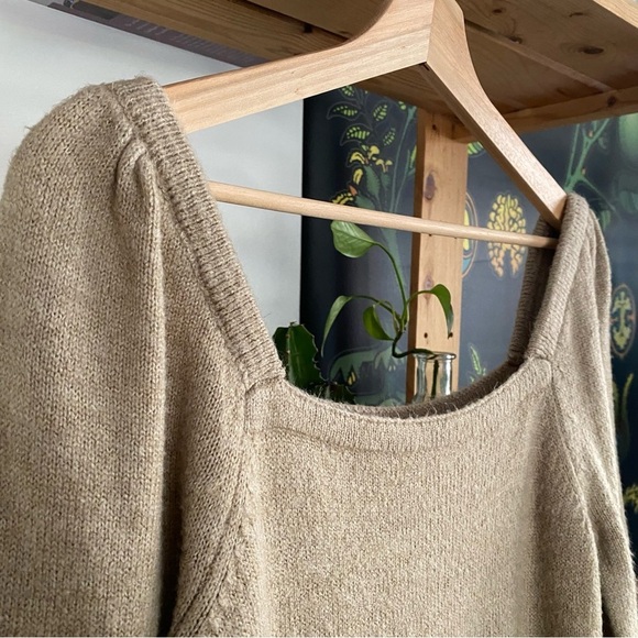 Anthropologie Tan Puff Sleeve Sweater - Picture 8 of 16